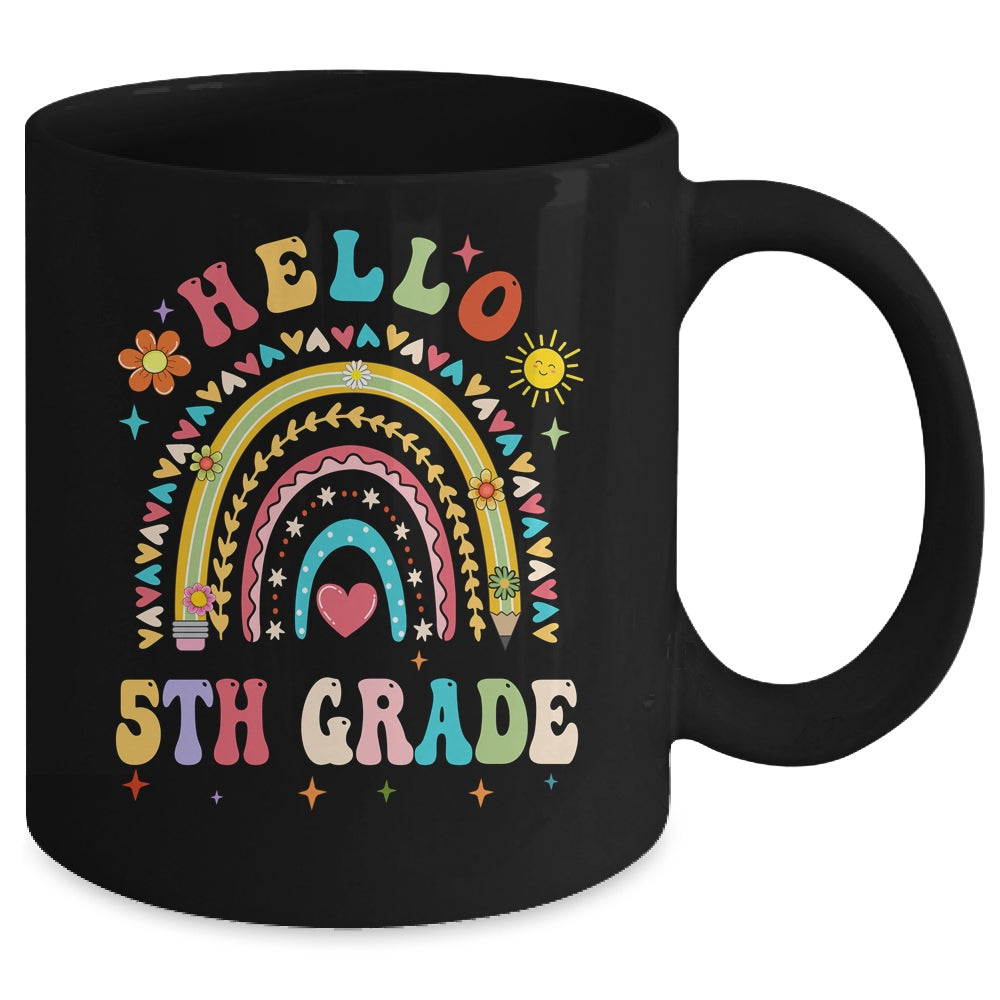 Rainbow Heart For Teachers Women Hello Fifth Grade Mug | teecentury