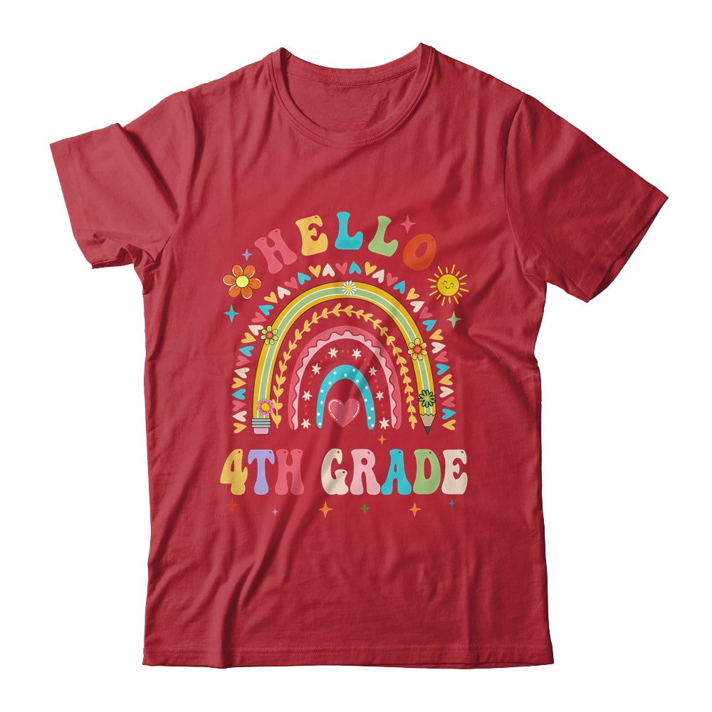 Rainbow Heart For Teachers Women Hello Fouth Grade Shirt & Hoodie | teecentury