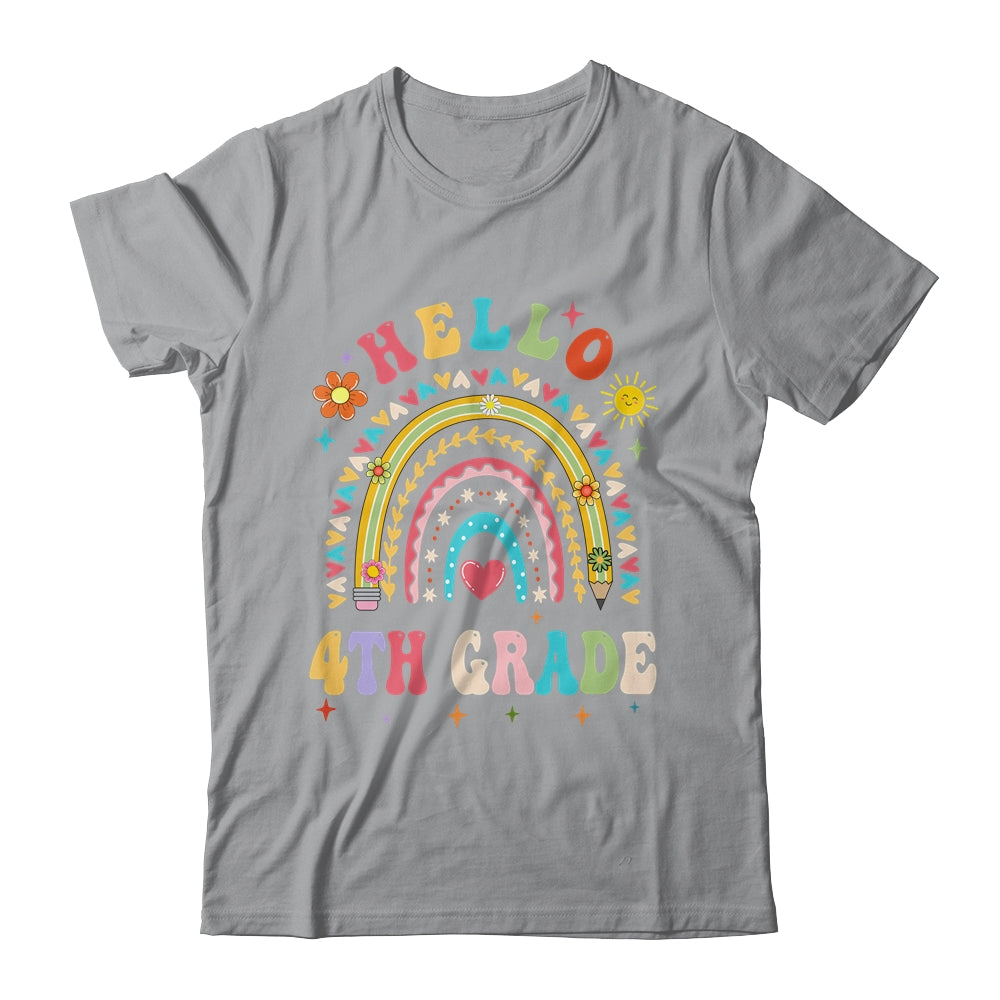 Rainbow Heart For Teachers Women Hello Fouth Grade Shirt & Hoodie | teecentury