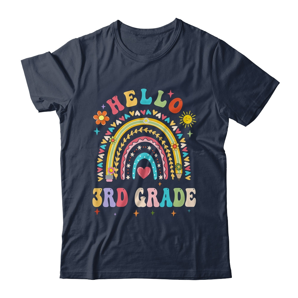 Rainbow Heart For Teachers Women Hello Third Grade Shirt & Hoodie | teecentury