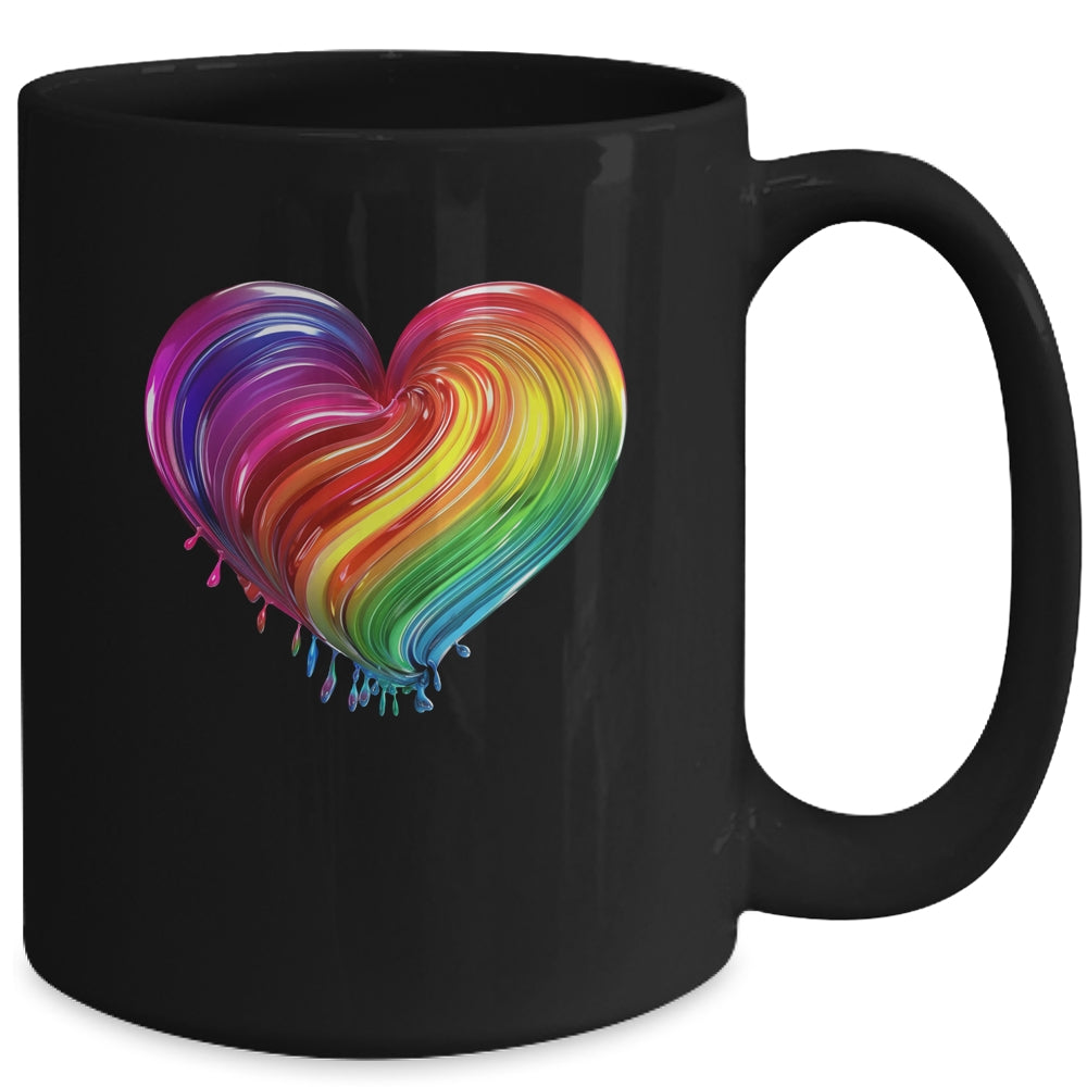 Rainbow Heart LGBTQ Flag Parade Love Gay Pride Month Mug | teecentury