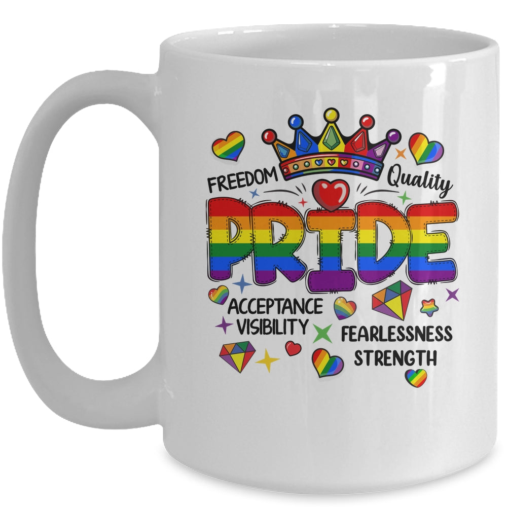 Rainbow LGBT Pride Gay LGBTQ Men Women Equality Freedom Mug | teecentury