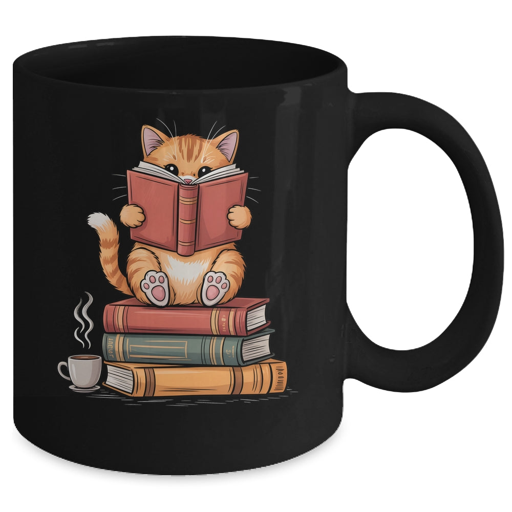 Reading Book Cat Bookish Librarian Reader Book Lover Mug | teecentury