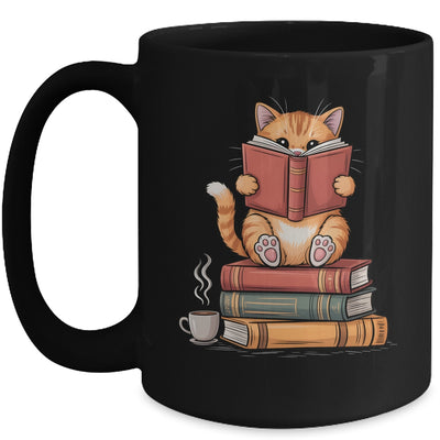 Reading Book Cat Bookish Librarian Reader Book Lover Mug | teecentury