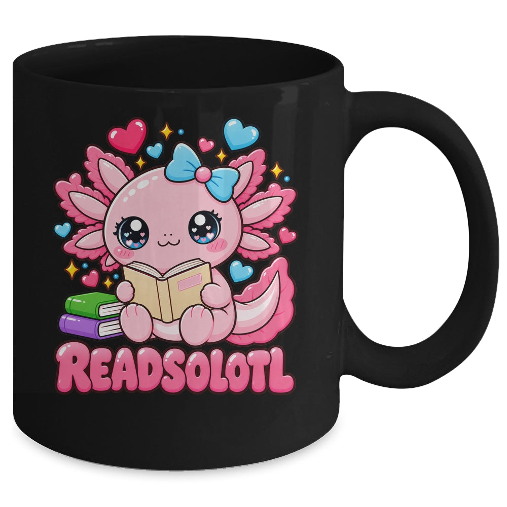 Readsolotl Kawaii Pink Axolotl Funny Reading Book Lover Mug | teecentury