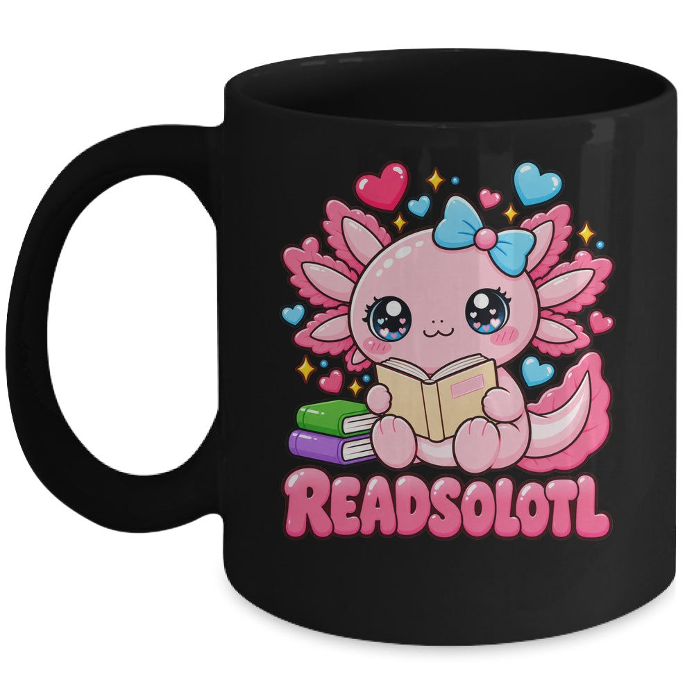 Readsolotl Kawaii Pink Axolotl Funny Reading Book Lover Mug | teecentury