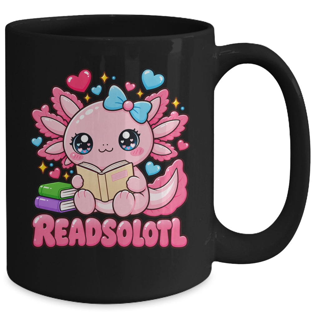 Readsolotl Kawaii Pink Axolotl Funny Reading Book Lover Mug | teecentury