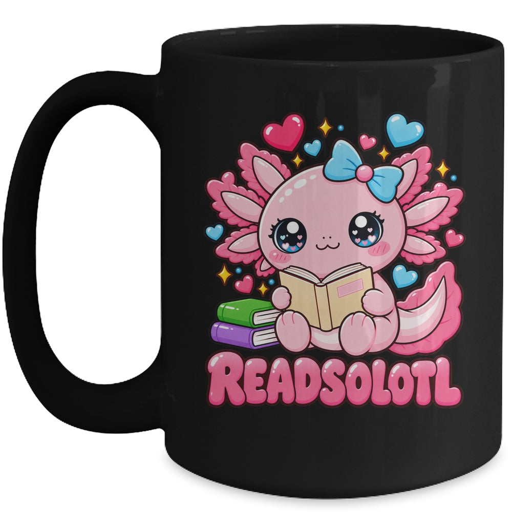 Readsolotl Kawaii Pink Axolotl Funny Reading Book Lover Mug | teecentury