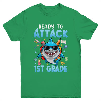 Ready To Attack 1st Grade Shark First Day Of School Boys Youth Shirt | teecentury