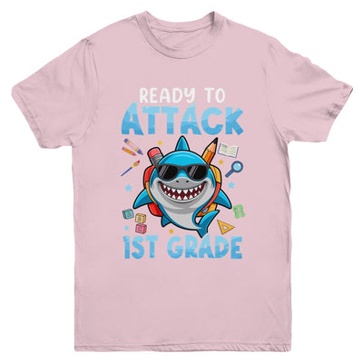 Ready To Attack 1st Grade Shark First Day Of School Boys Youth Shirt | teecentury