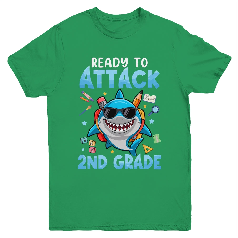 Ready To Attack 2nd Grade Shark First Day Of School Boys Youth Shirt | teecentury