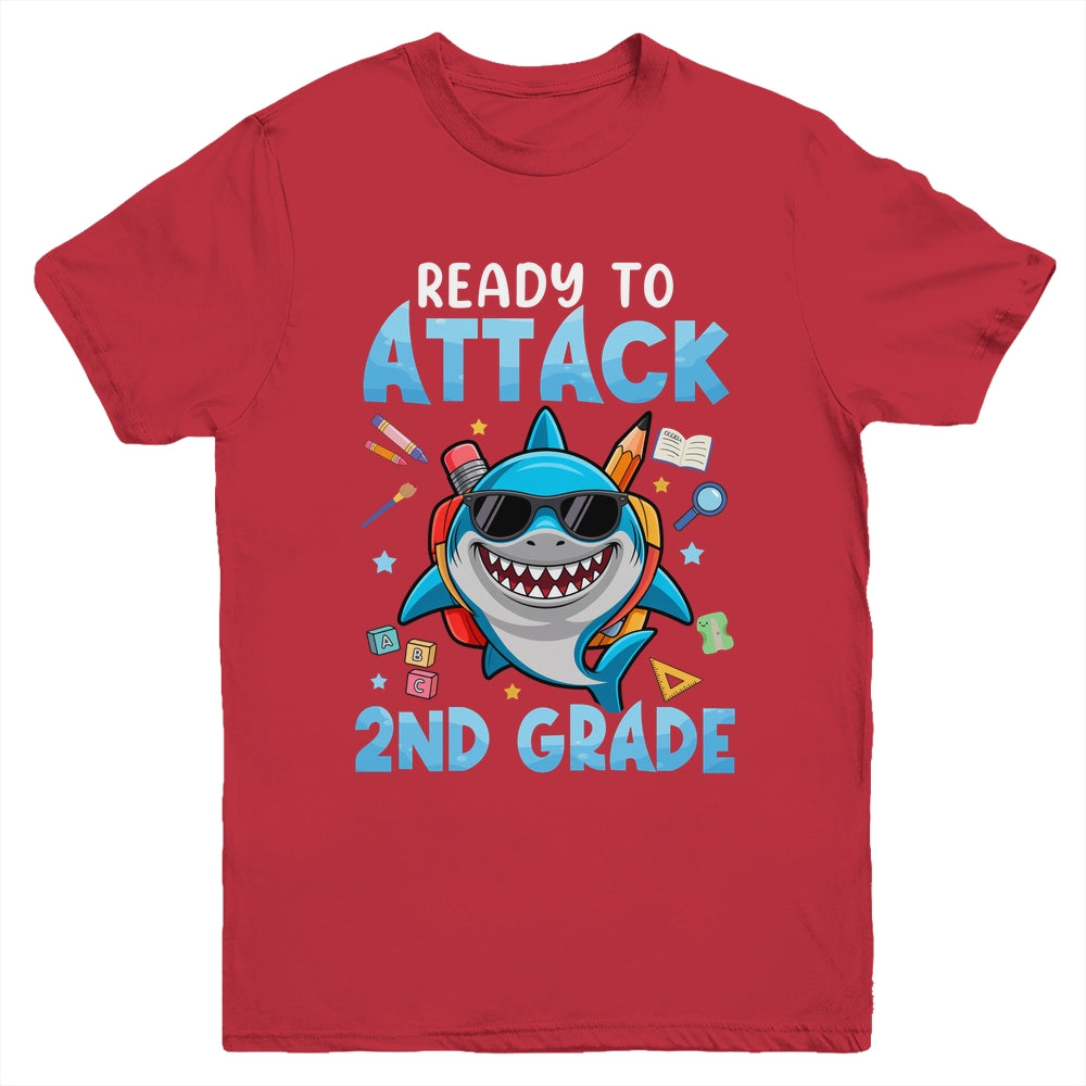 Ready To Attack 2nd Grade Shark First Day Of School Boys Youth Shirt | teecentury