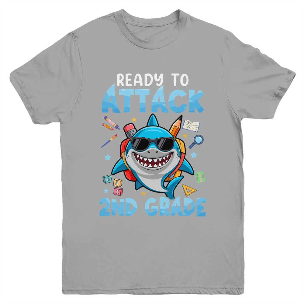 Ready To Attack 2nd Grade Shark First Day Of School Boys Youth Shirt | teecentury