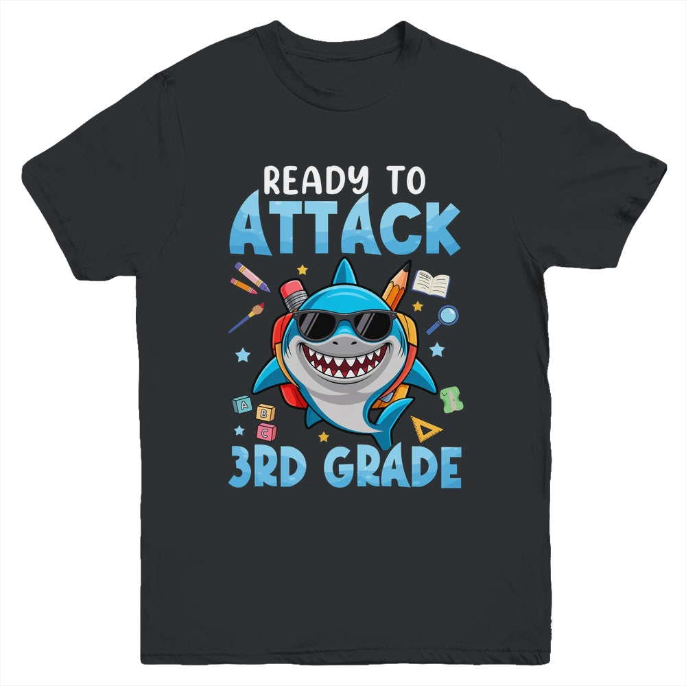 Ready To Attack 3rd Grade Shark First Day Of School Boys Youth Shirt | teecentury