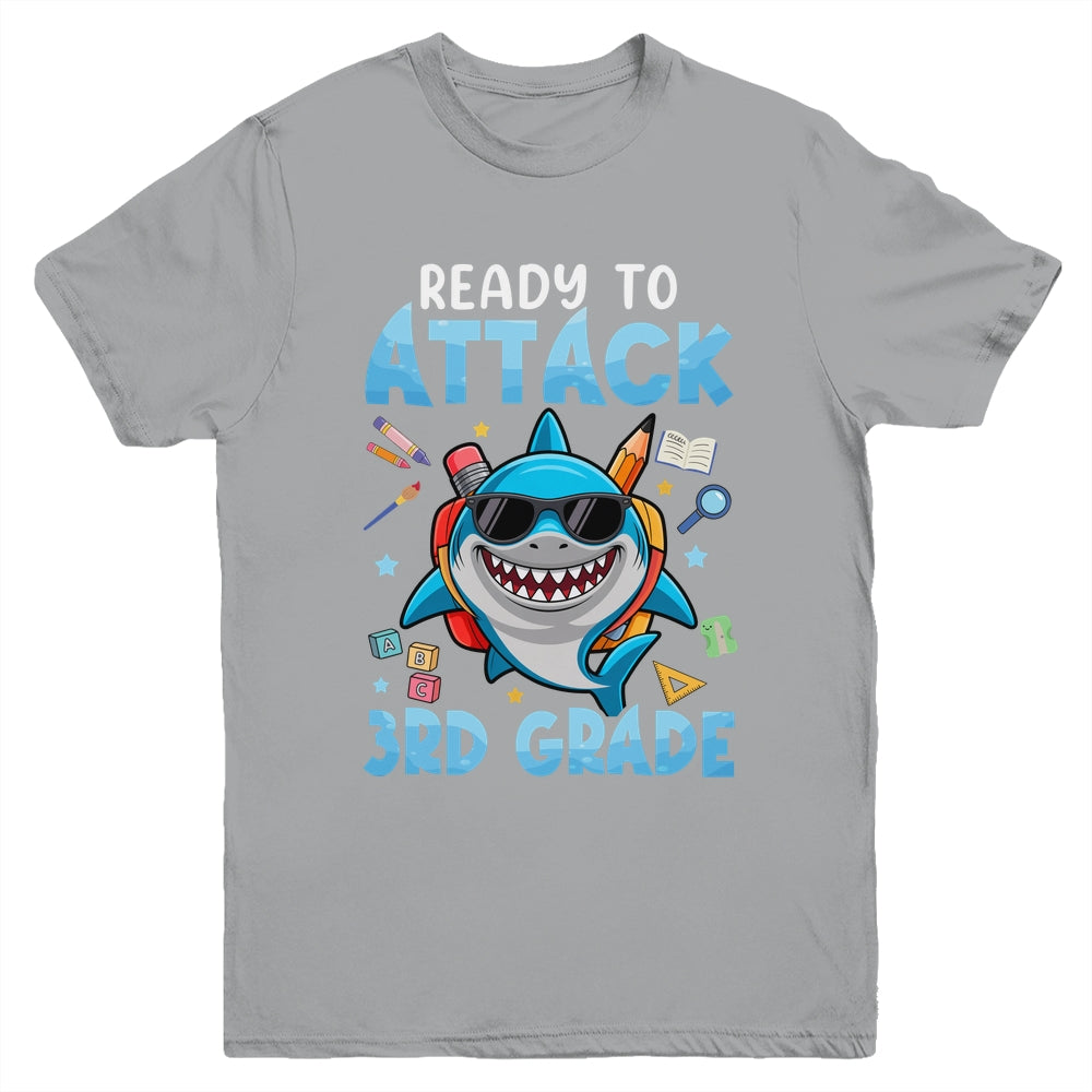 Ready To Attack 3rd Grade Shark First Day Of School Boys Youth Shirt | teecentury