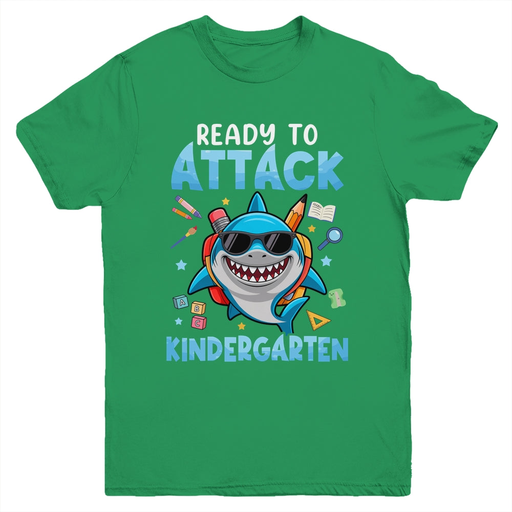 Ready To Attack Kindergarten Shark First Day Of School Boys Youth Shirt | teecentury