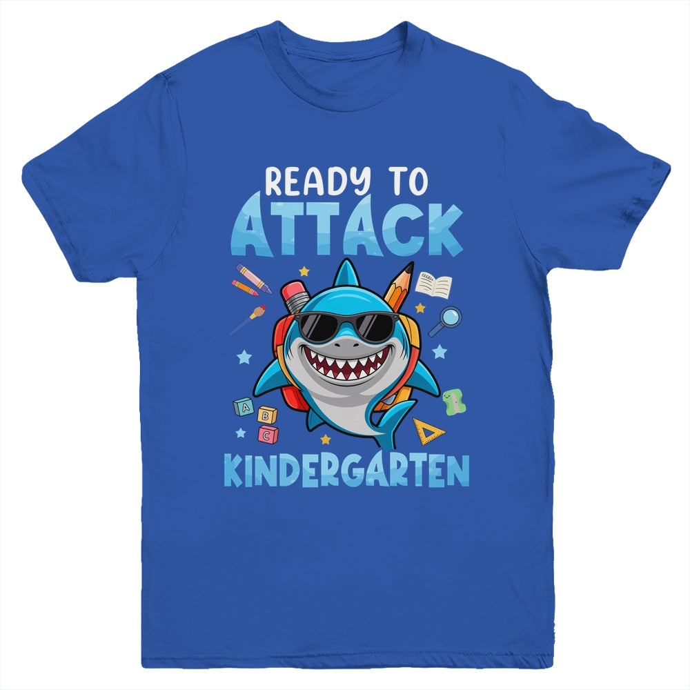 Ready To Attack Kindergarten Shark First Day Of School Boys Youth Shirt | teecentury