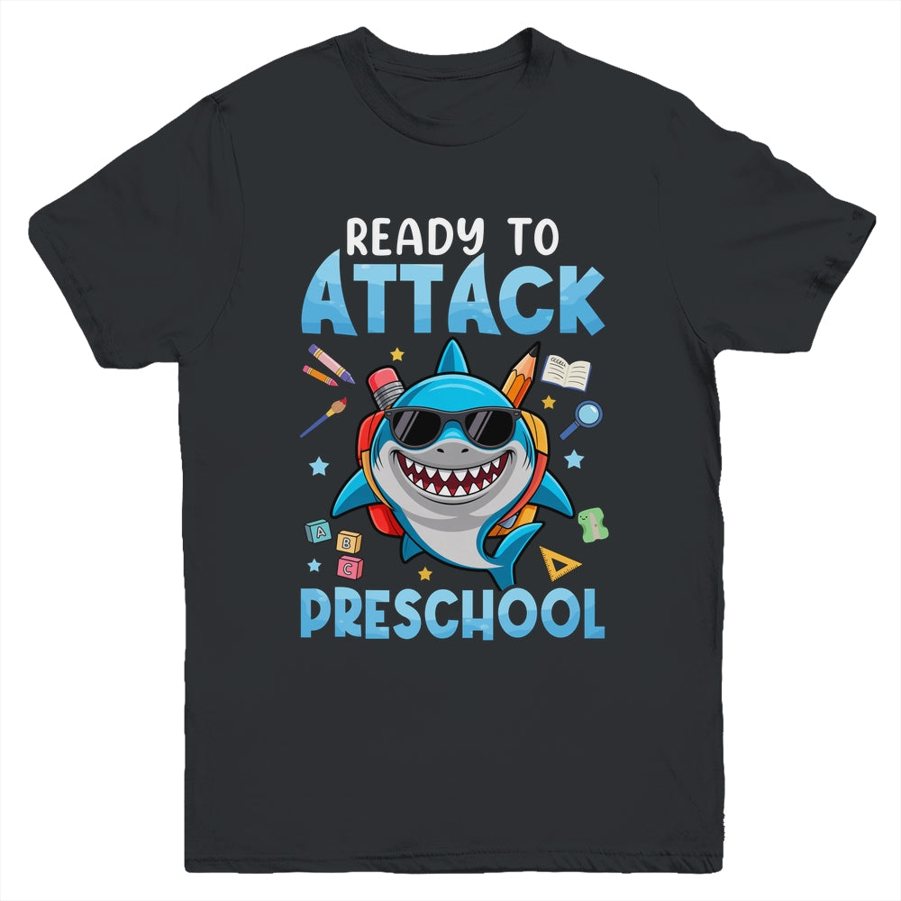 Ready To Attack Preschool Shark First Day Of School Boys Youth Shirt | teecentury
