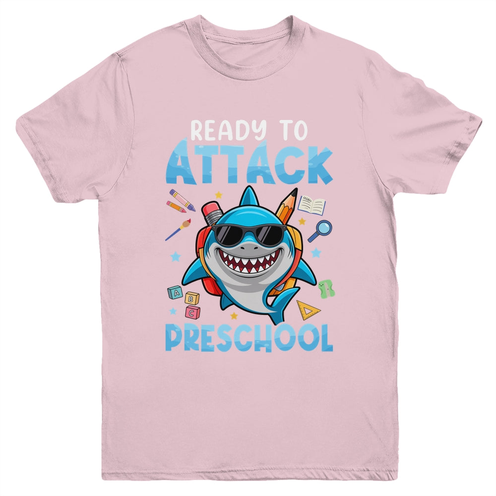 Ready To Attack Preschool Shark First Day Of School Boys Youth Shirt | teecentury