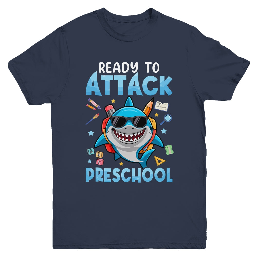 Ready To Attack Preschool Shark First Day Of School Boys Youth Shirt | teecentury
