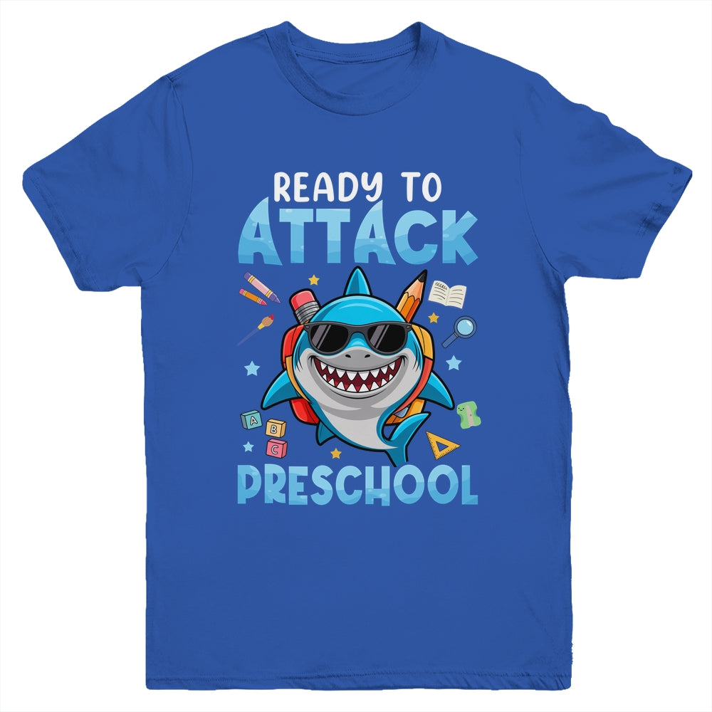 Ready To Attack Preschool Shark First Day Of School Boys Youth Shirt | teecentury