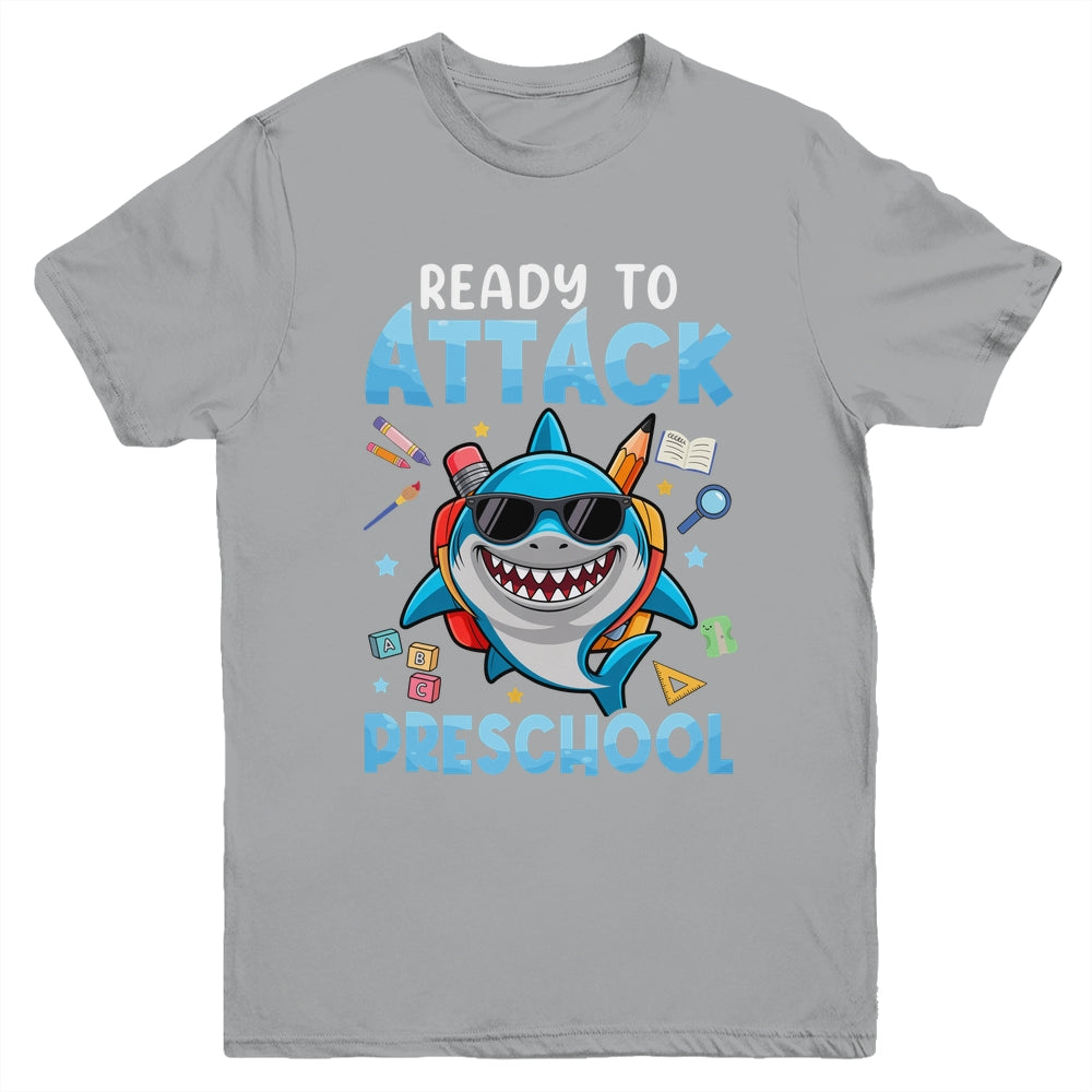 Ready To Attack Preschool Shark First Day Of School Boys Youth Shirt | teecentury