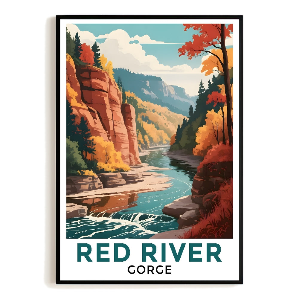 Red River Gorge Travel Poster Vintage Autumn Scenery Souvenir Wall Art Landscape Print Painting Picture For Home Room Living Room Office Bedroom Decor Unframed | teecentury