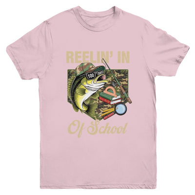 Reelin' In 100 Days Of School Bass Fishing Funny Teacher Boy Youth Shirt | teecentury