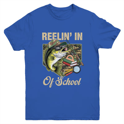 Reelin' In 100 Days Of School Bass Fishing Funny Teacher Boy Youth Shirt | teecentury