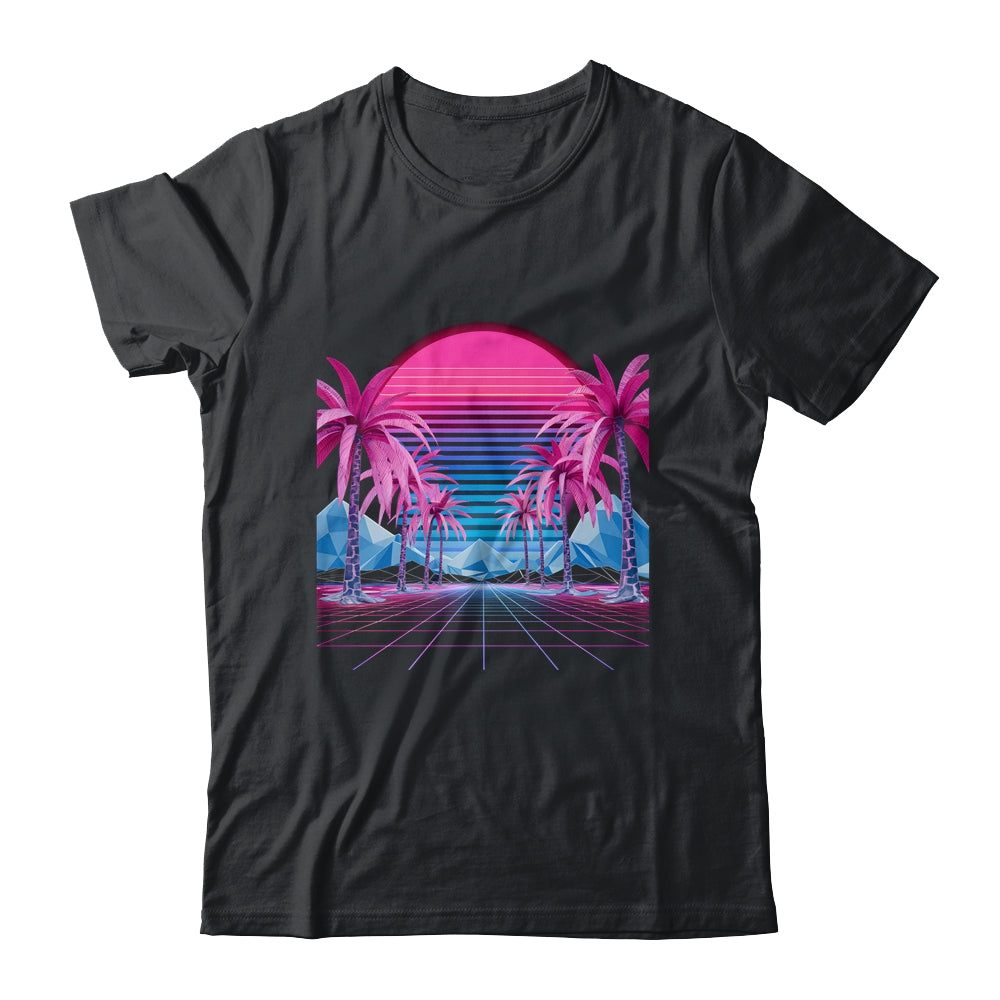 Retro 80s Vaporwave Aesthetic Palm Trees Sunset 90s Art Shirt & Tank top | teecentury