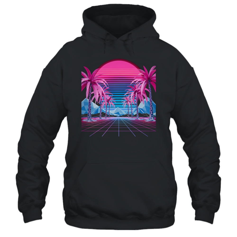 Retro 80s Vaporwave Aesthetic Palm Trees Sunset 90s Art Shirt