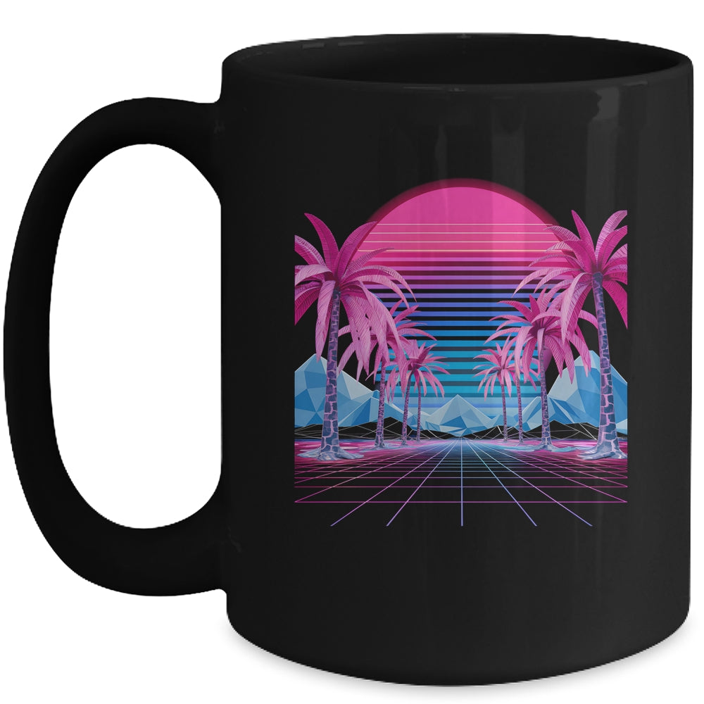 Retro 80s Vaporwave Aesthetic Palm Trees Sunset 90s Art Shirt & Tank top | teecentury
