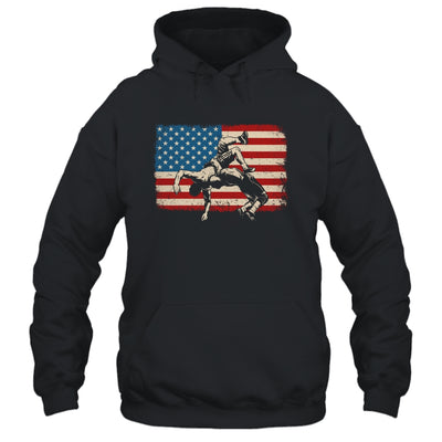 Retro American Wrestling US Flag Wrestling Wrestler Boy Mens Shirt & Hoodie | teecentury