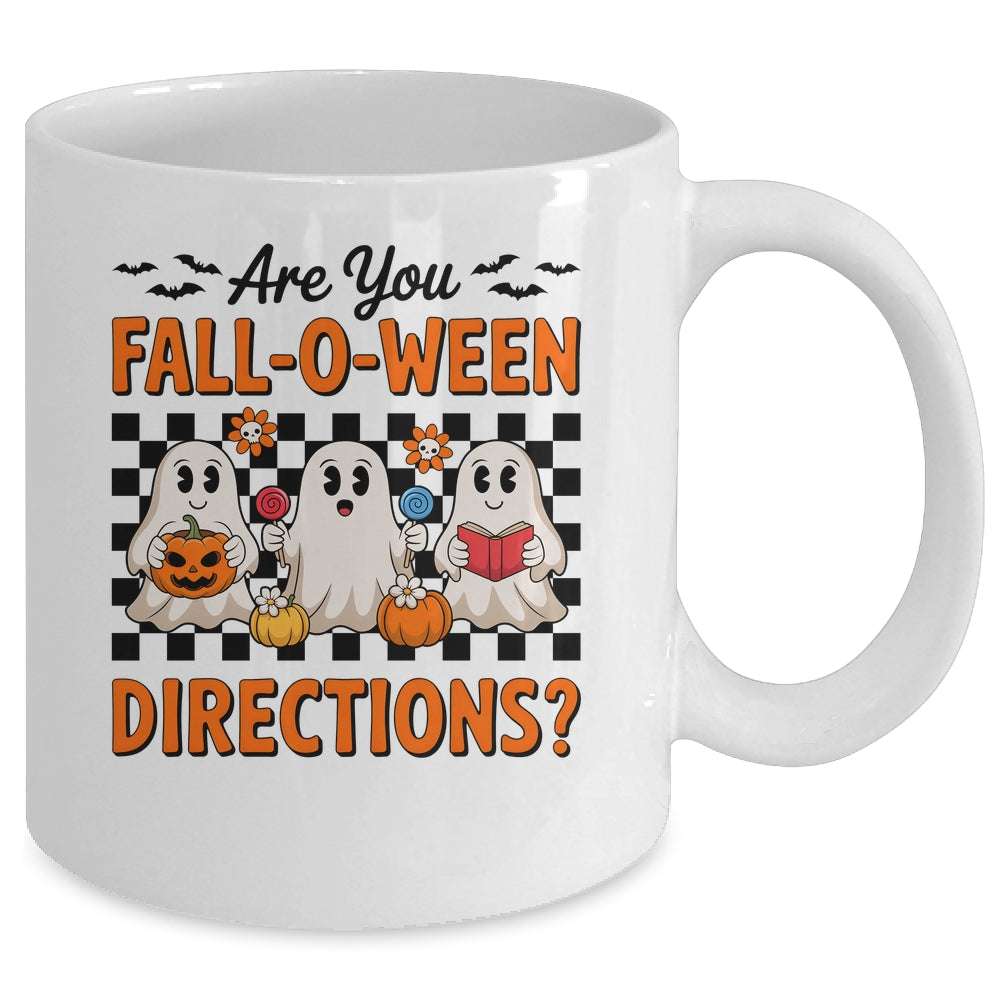 Retro Are You Fall O Ween Directions Teacher Halloween Ghost Mug | teecentury
