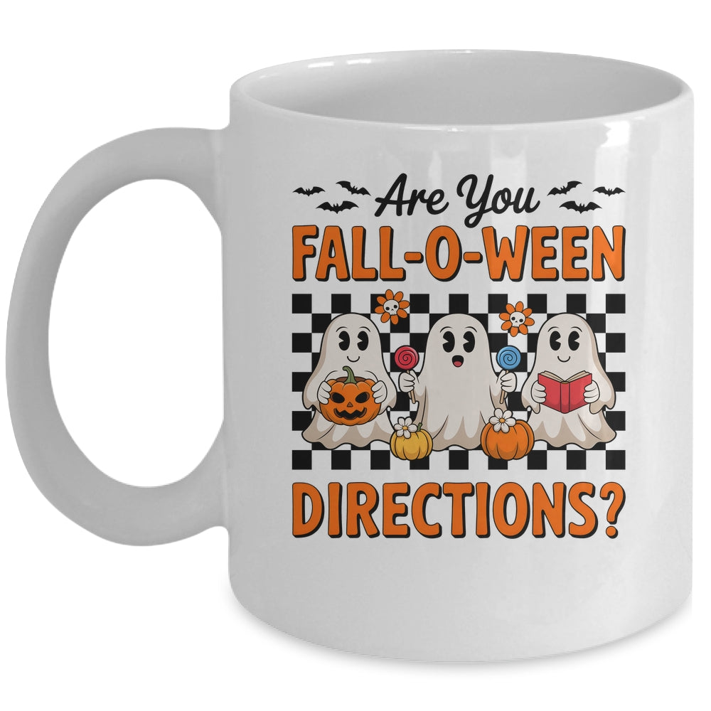 Retro Are You Fall O Ween Directions Teacher Halloween Ghost Mug | teecentury