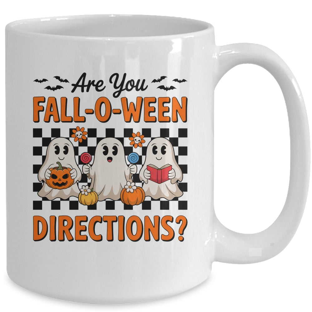 Retro Are You Fall O Ween Directions Teacher Halloween Ghost Mug | teecentury