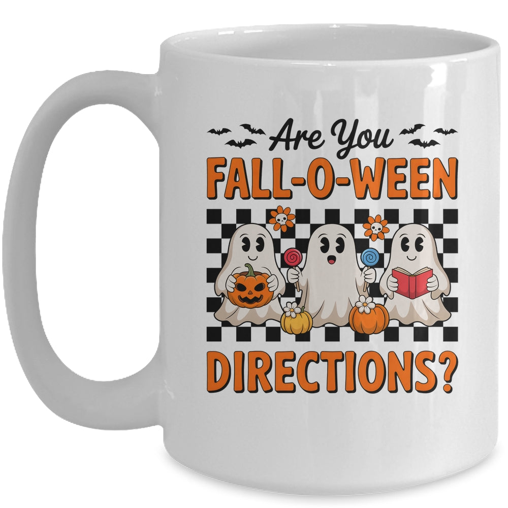 Retro Are You Fall O Ween Directions Teacher Halloween Ghost Mug | teecentury