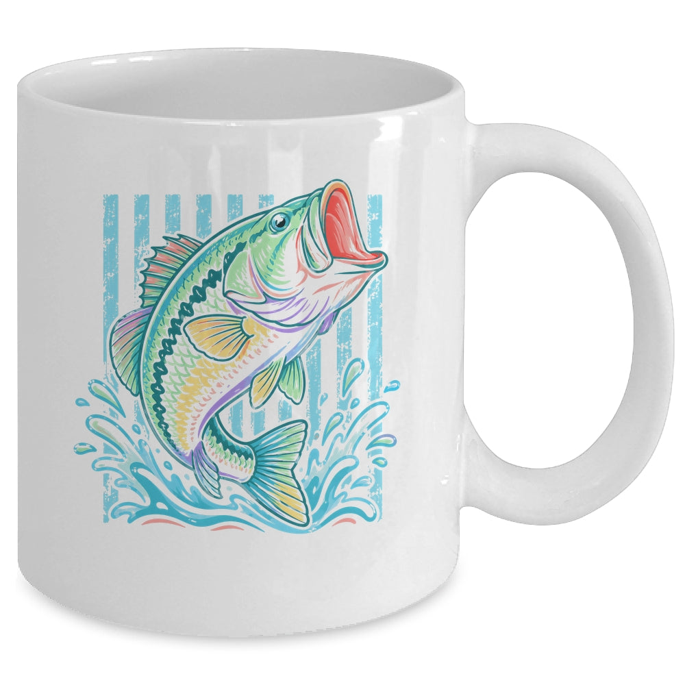 Retro Bass Fish Pastel Summer Fishing Graphic Preppy Coastal Mug | teecentury