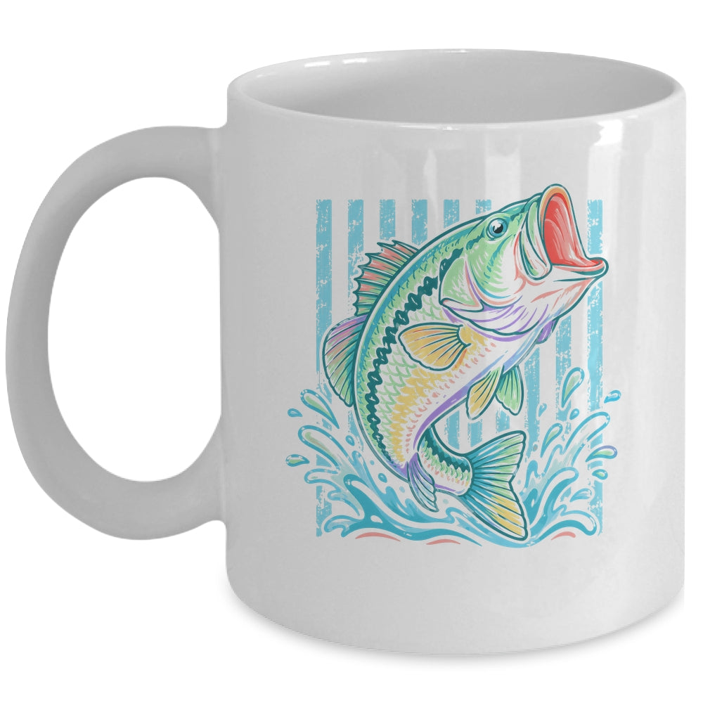 Retro Bass Fish Pastel Summer Fishing Graphic Preppy Coastal Mug | teecentury