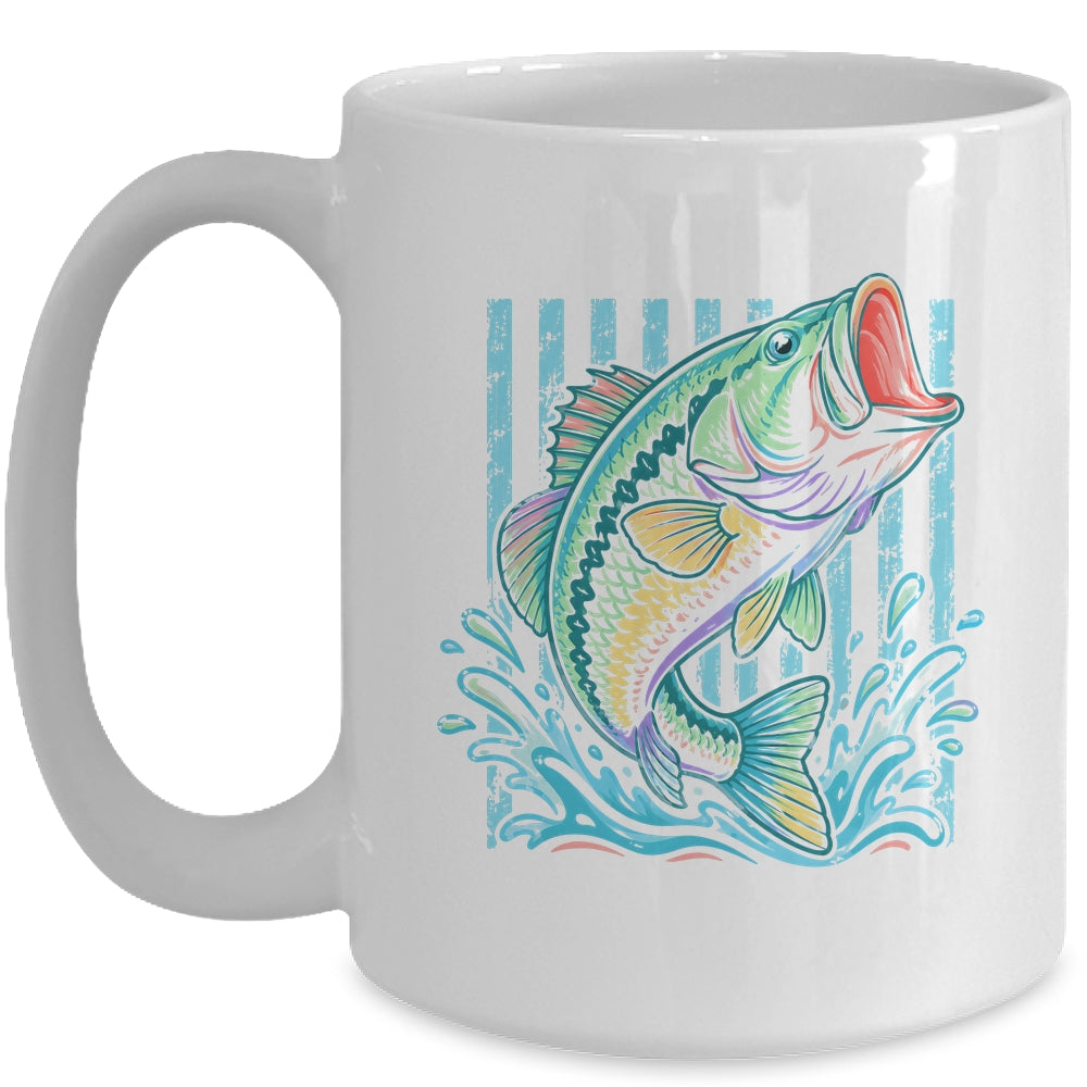Retro Bass Fish Pastel Summer Fishing Graphic Preppy Coastal Mug | teecentury