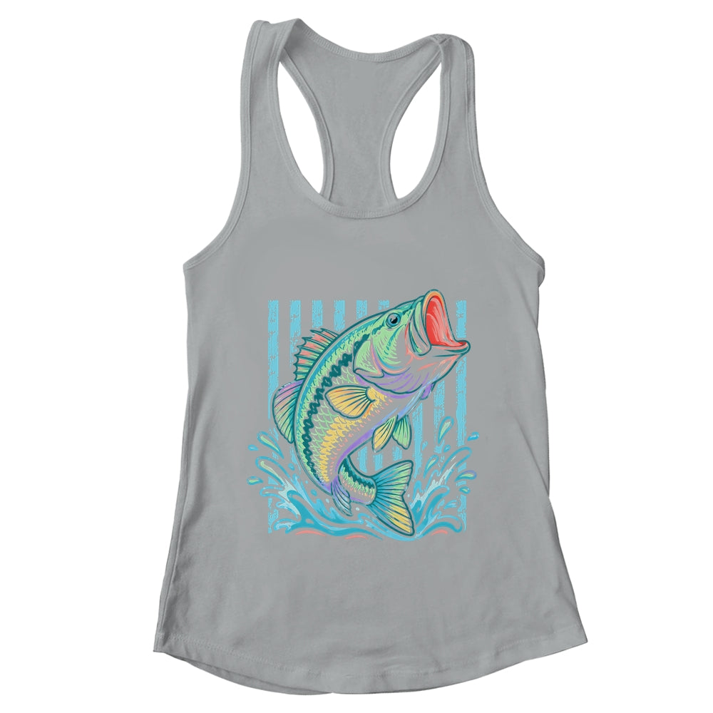 Retro Bass Fish Pastel Summer Fishing Graphic Preppy Coastal Shirt & Tank Top | teecentury