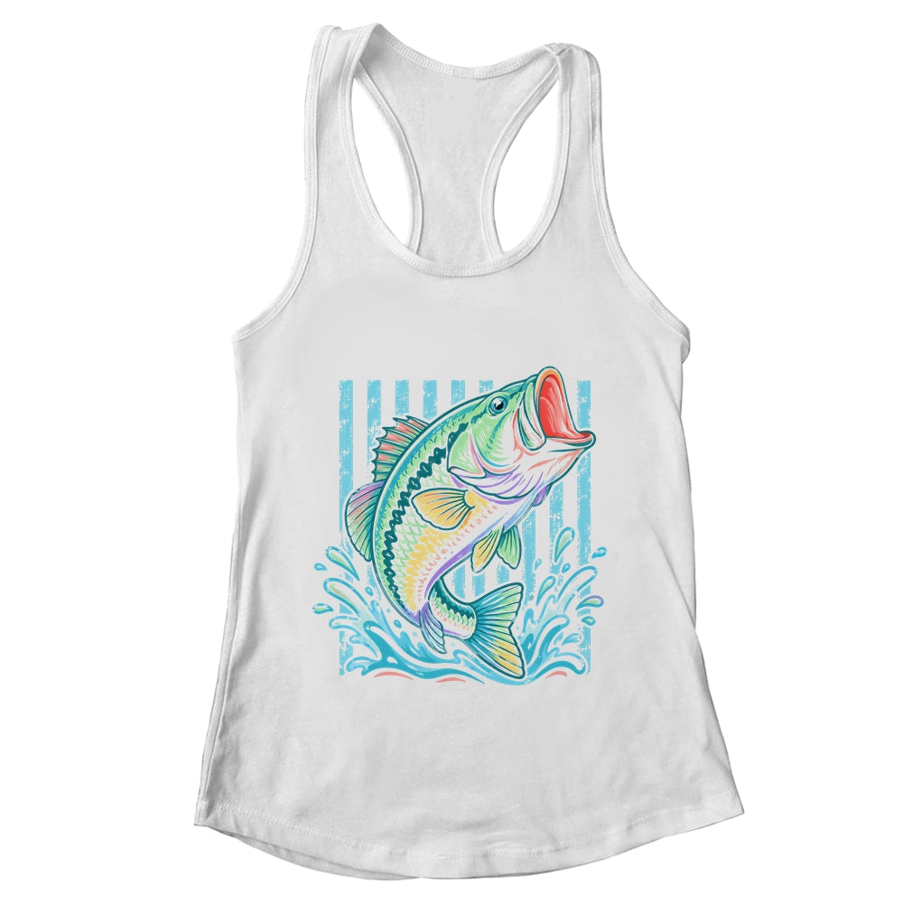 Retro Bass Fish Pastel Summer Fishing Graphic Preppy Coastal Shirt & Tank Top | teecentury