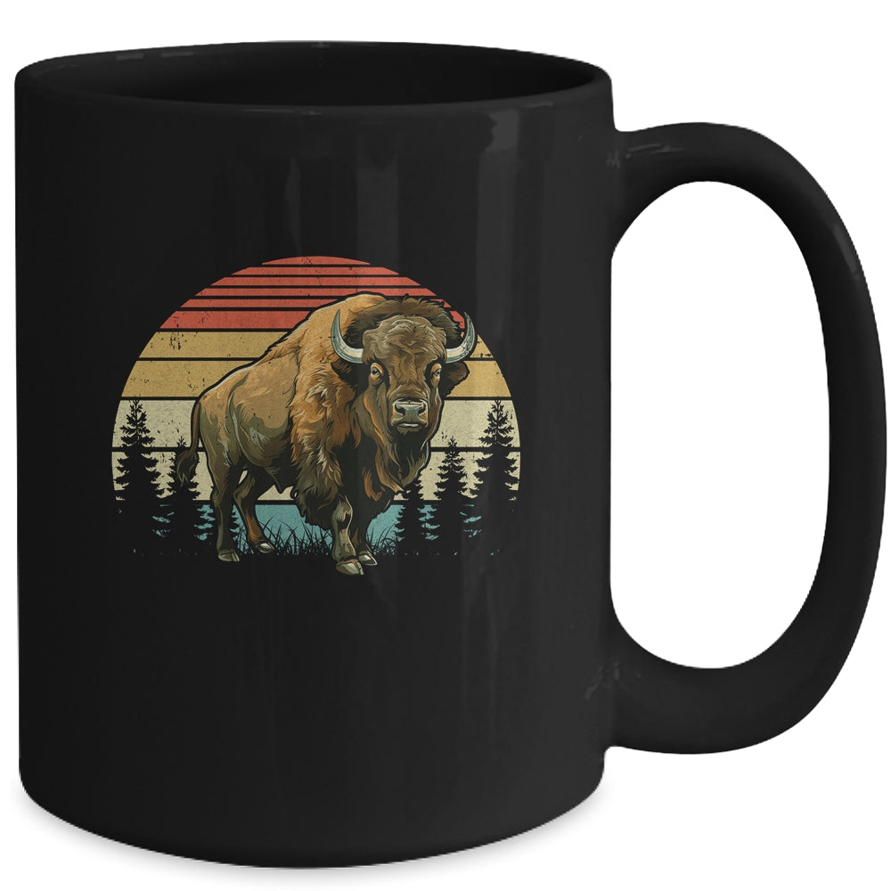 Retro Bison Design For Men Women Kids Buffalo Bison Lovers Mug | teecentury