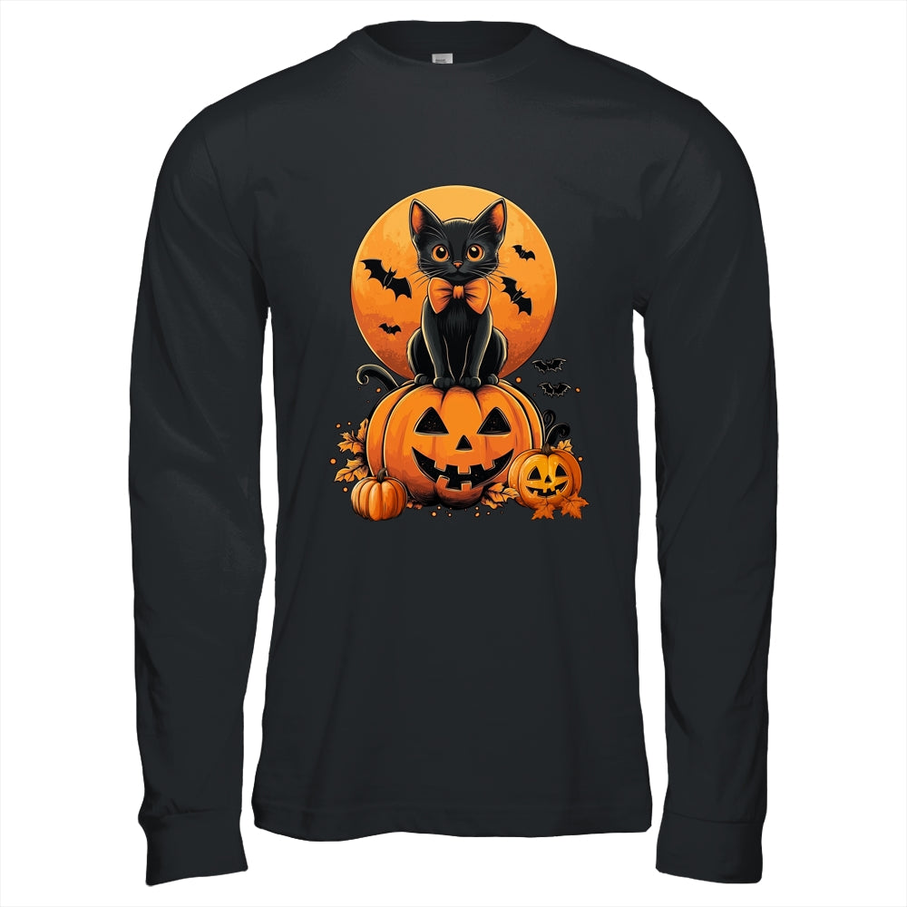 Retro Black Cat Pumpkin Halloween Costume Fall Autumn Season Shirt & Hoodie | teecentury