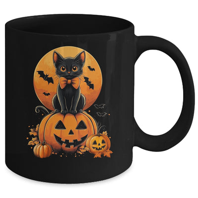 Retro Black Cat Pumpkin Halloween Costume Fall Autumn Season Mug | teecentury