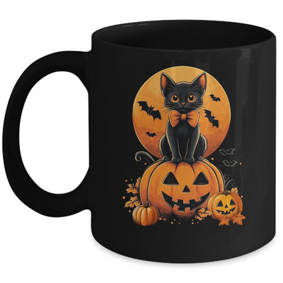 Retro Black Cat Pumpkin Halloween Costume Fall Autumn Season Mug | teecentury