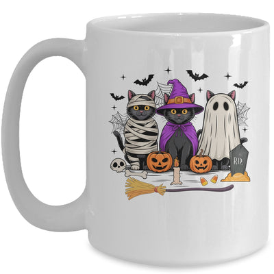 Retro Black Cat Witch Scary Halloween Pumpkin Women Men Kids Mug | teecentury