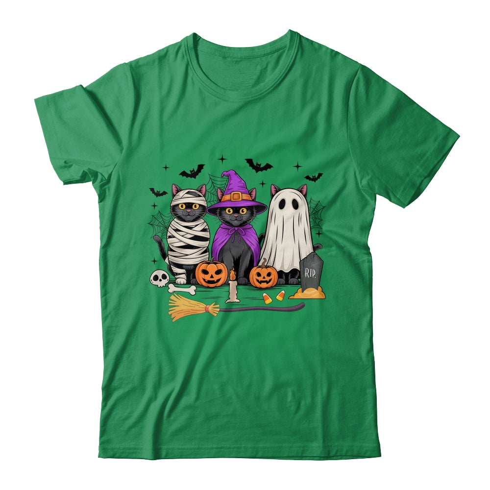 Retro Black Cat Witch Scary Halloween Pumpkin Women Men Kids Shirt & Hoodie | teecentury