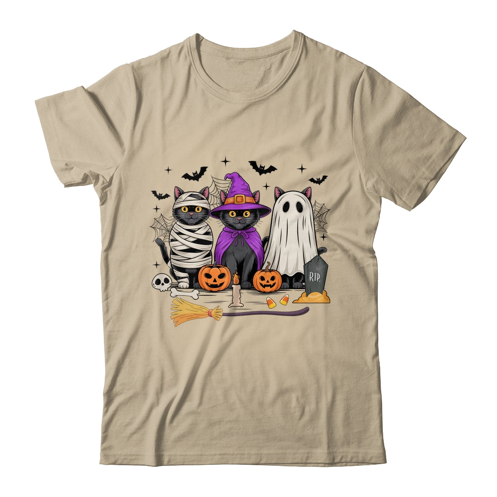 Retro Black Cat Witch Scary Halloween Pumpkin Women Men Kids Shirt & Hoodie | teecentury