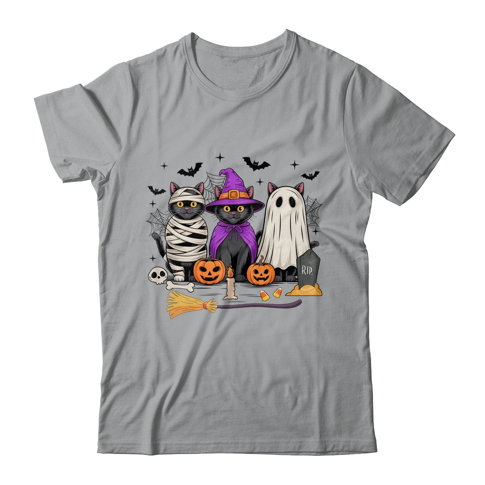 Retro Black Cat Witch Scary Halloween Pumpkin Women Men Kids Shirt & Hoodie | teecentury